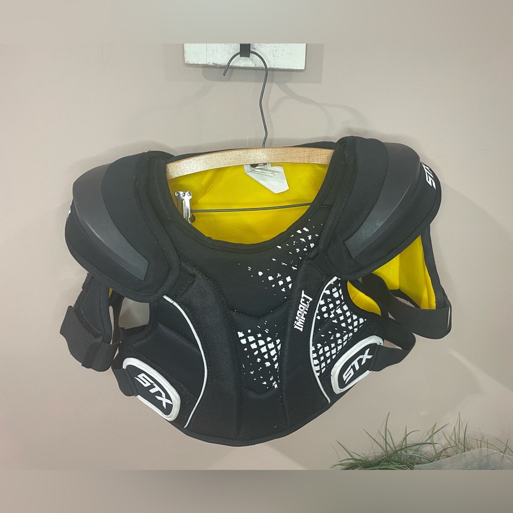 STX Black and Yellow Lacrosse Shoulder Pads size youth large